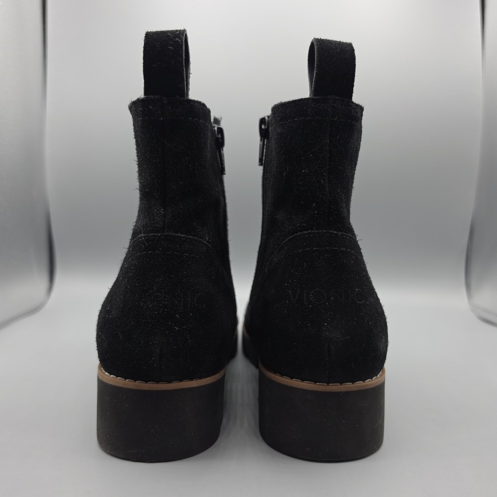 Vionic Brighton Chelsea Boots Womens 8.5 Black Suede Chunky Water Repellant - Picture 6 of 15